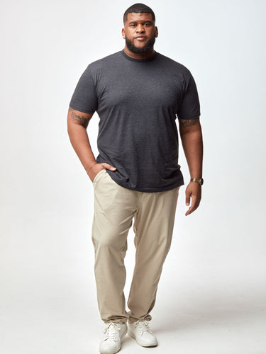 Steven is 6', 275lbs and wears a size 3xl # Charcoal Crew Neck  | Steven is wearing size 3XL | Fresh Clean Threads