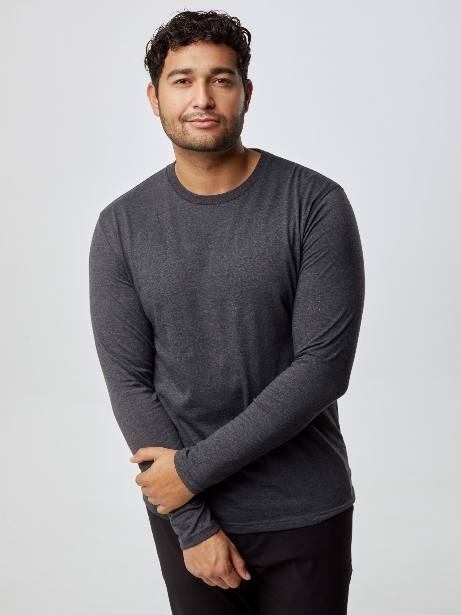 Charcoal Long Sleeve Crew Neck | Fresh Clean Tees – Fresh Clean