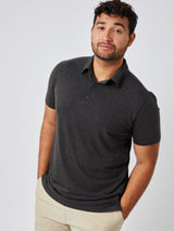 Matheus is 6', 210LBS and wears a size XL # Charcoal Performance Polo | Fresh Clean Threads