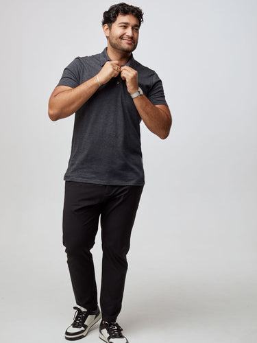 Matheus is 6', 210LBS and wears a size XL # Charcoal Torrey Polo | Fresh Clean Threads