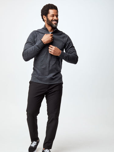 Jarrett is 6', 168lbs and wears a size M # Charcoal Quarter Zip Top | Fresh Clean Threads