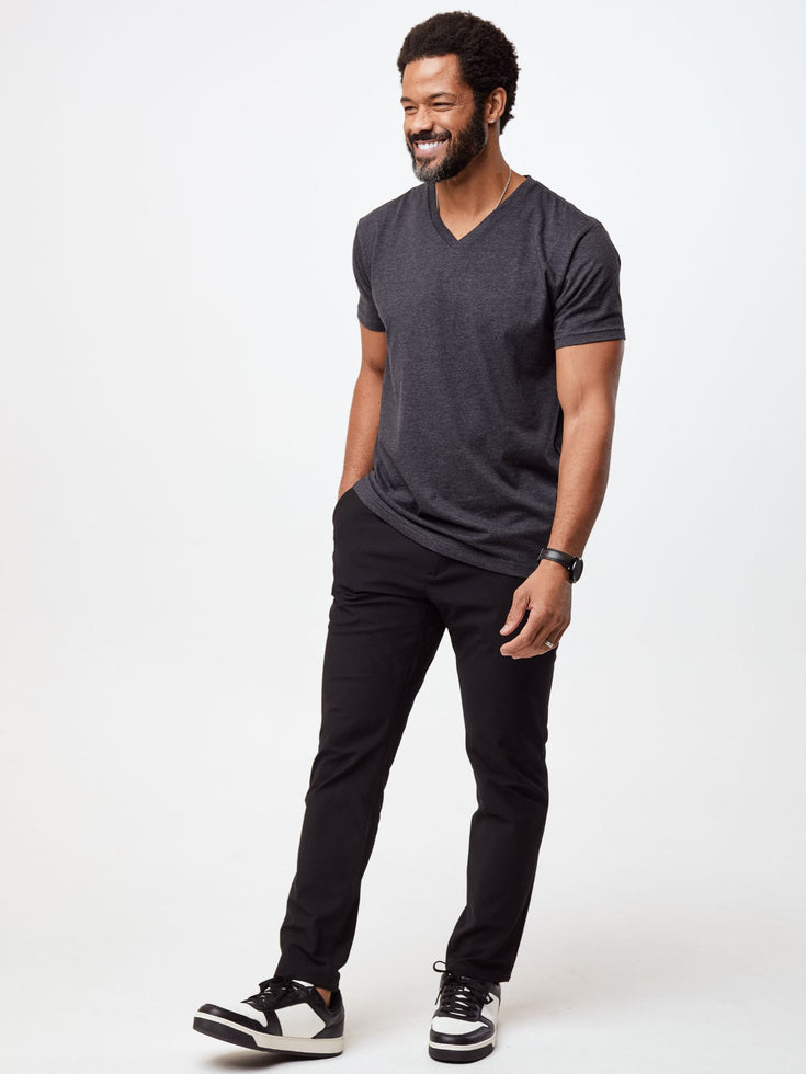 No Label Charcoal V-neck shirt, available in the Fall Essentials 5-Pack at Fresh Clean Threads