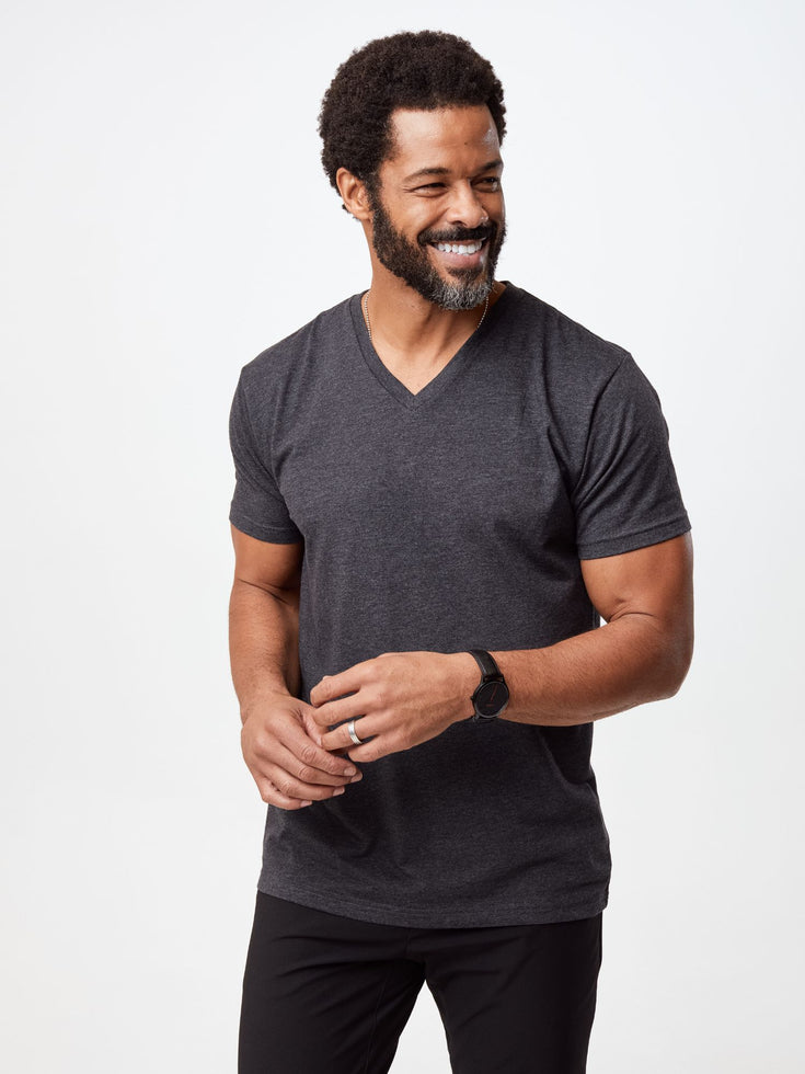 Charcoal V-Neck T-Shirt For Men | Fresh Clean Tees