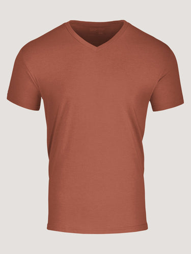 Copper v-neck tees, the best fall colored t-shirt for men