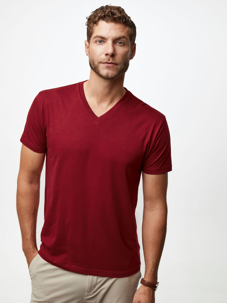 Men's V-Neck in Cosmic Red | Fresh Clean Threads