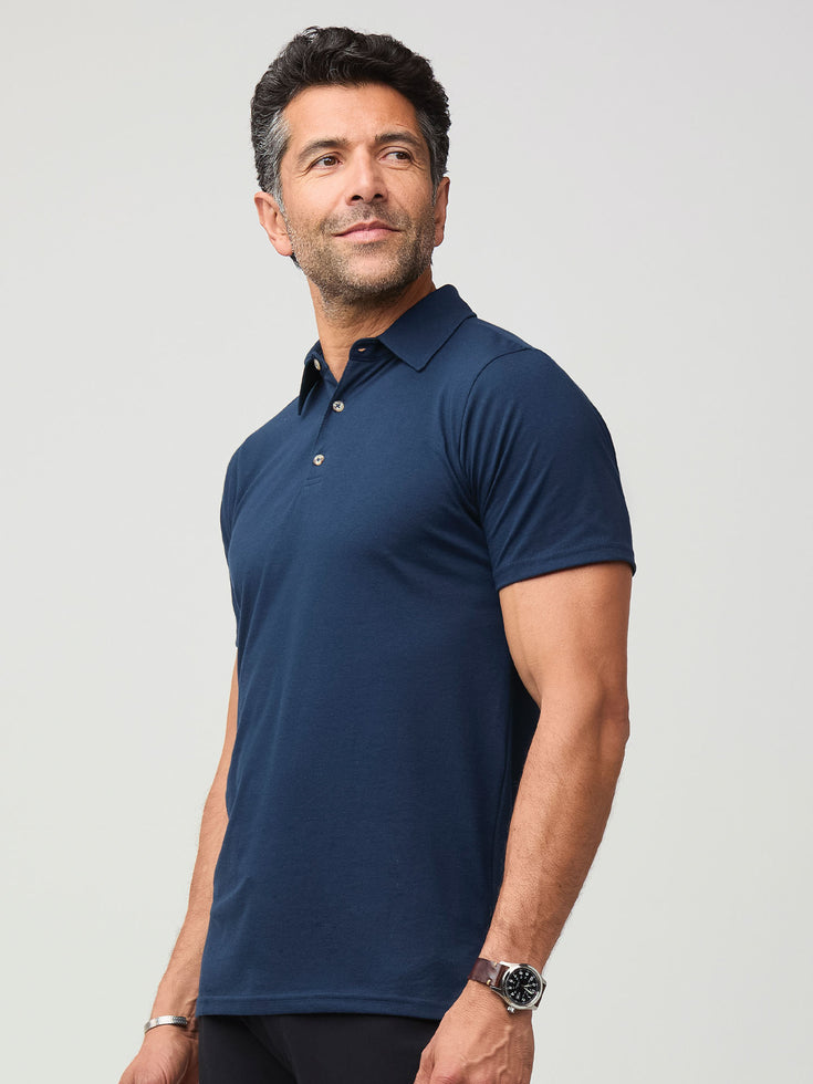 Navy blue polo shirt side hotsell