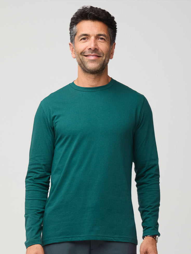 Long Sleeve Crew Neck in Dark Emerald Green | Fresh Clean Threads