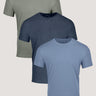 Men's Crew Neck 3-Pack | Earth Tone Colors: Blue tees, Green Tees