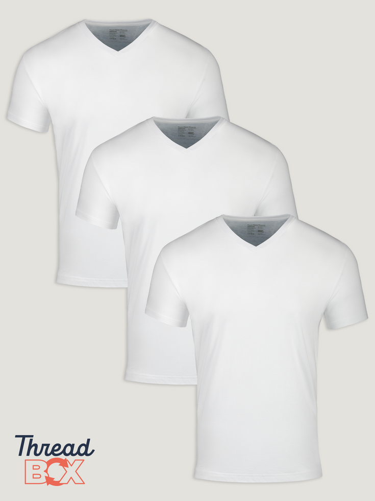 All White Subscription 3-Pack | V-Necks | Fresh Clean Threads