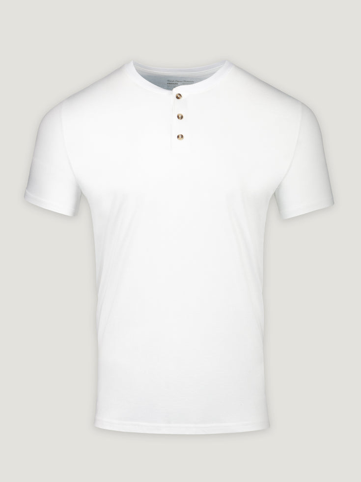 White Short Sleeve Henley | Fresh Clean Threads