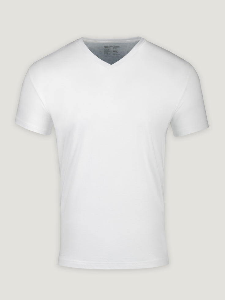 White V-Neck T-Shirt For Men Fresh Clean Tees