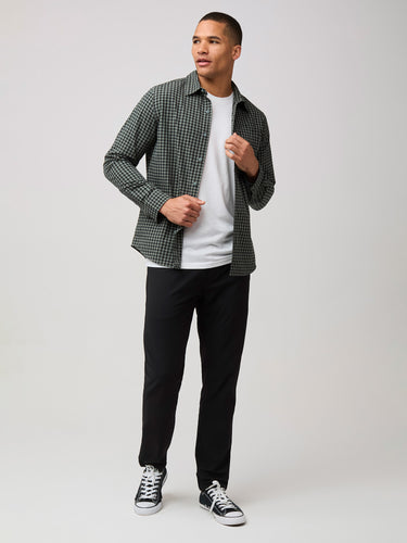 Look Good + Feel Good # Mercury Green & Black Gingham Long Sleeve Button Up Shirt for Men