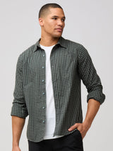 versatile styling and layering options for every occasion # Men's Long Sleeve Button Up Green + Black Gingham | Fresh Clean Threads