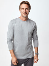 Ariel is 6'1, 175lbs and wears a size M # Long Sleeve Crew Tees | Heather Grey | Fresh Clean Threads