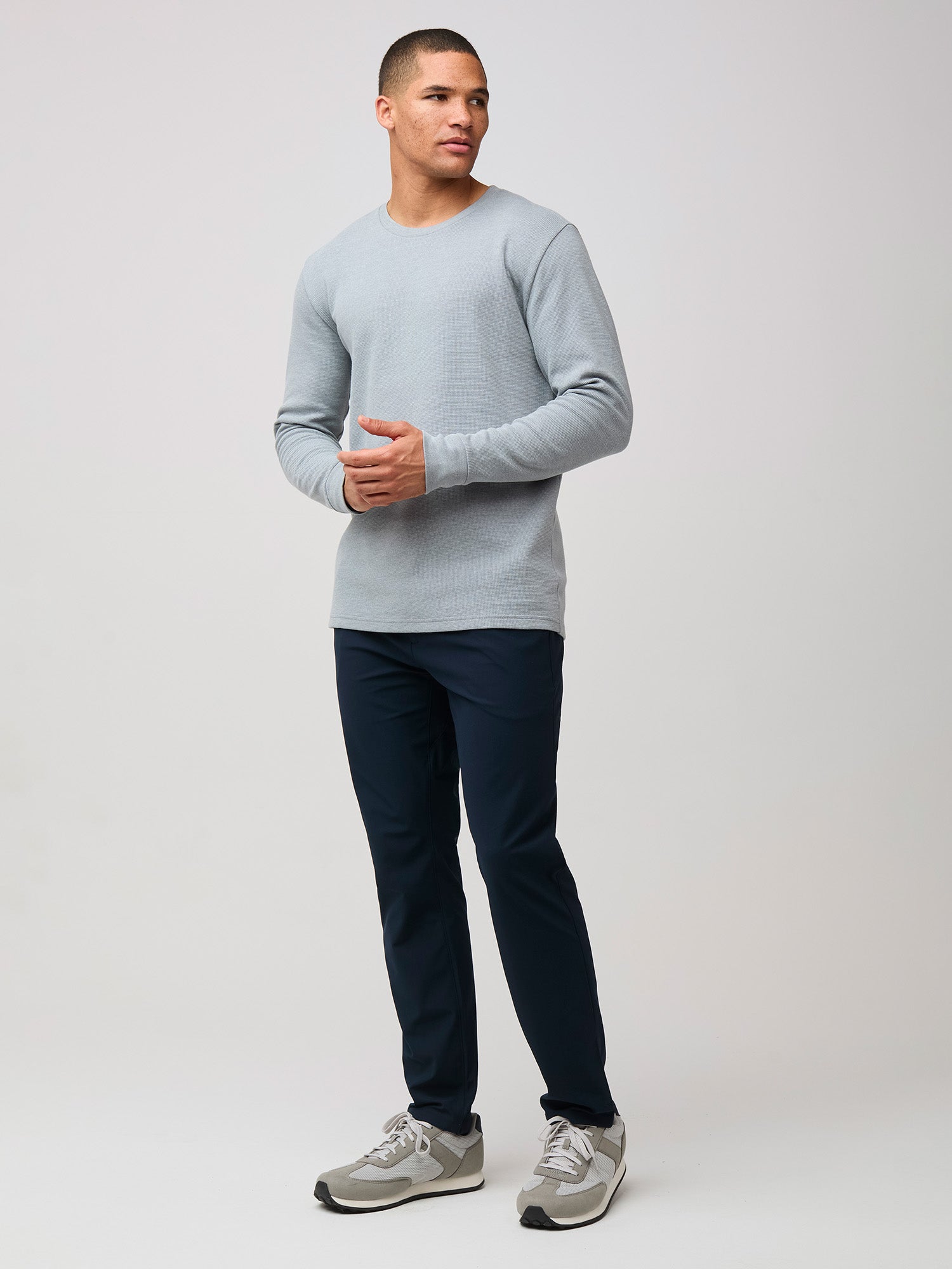 【GRAY】Washed thermal tee Heather Grey Thermal Long Sleeve Crew | Fresh Clean Threads