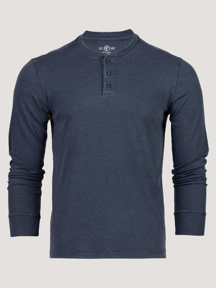 Vault Navy Long Sleeve Henleys | Soft, Comfortable Design