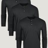 All Black Long Sleeve Henley 3-Pack | Fresh Clean Threads