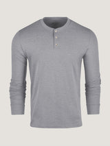 Heather Grey Long Sleeve Henley Shirts for Men | Fresh Clean Threads