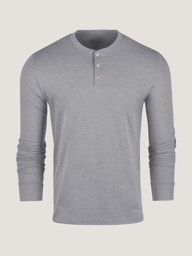 Heather Grey Long Sleeve Henley Shirts for Men | Fresh Clean Threads