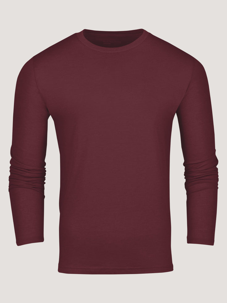 Long Sleeve Crew Neck in Burgundy | FCT