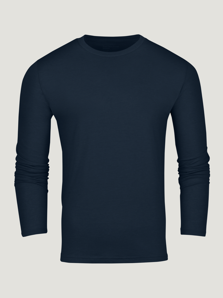 Dark Navy Long Sleeve Crew Neck Tee | Fresh Clean Threads