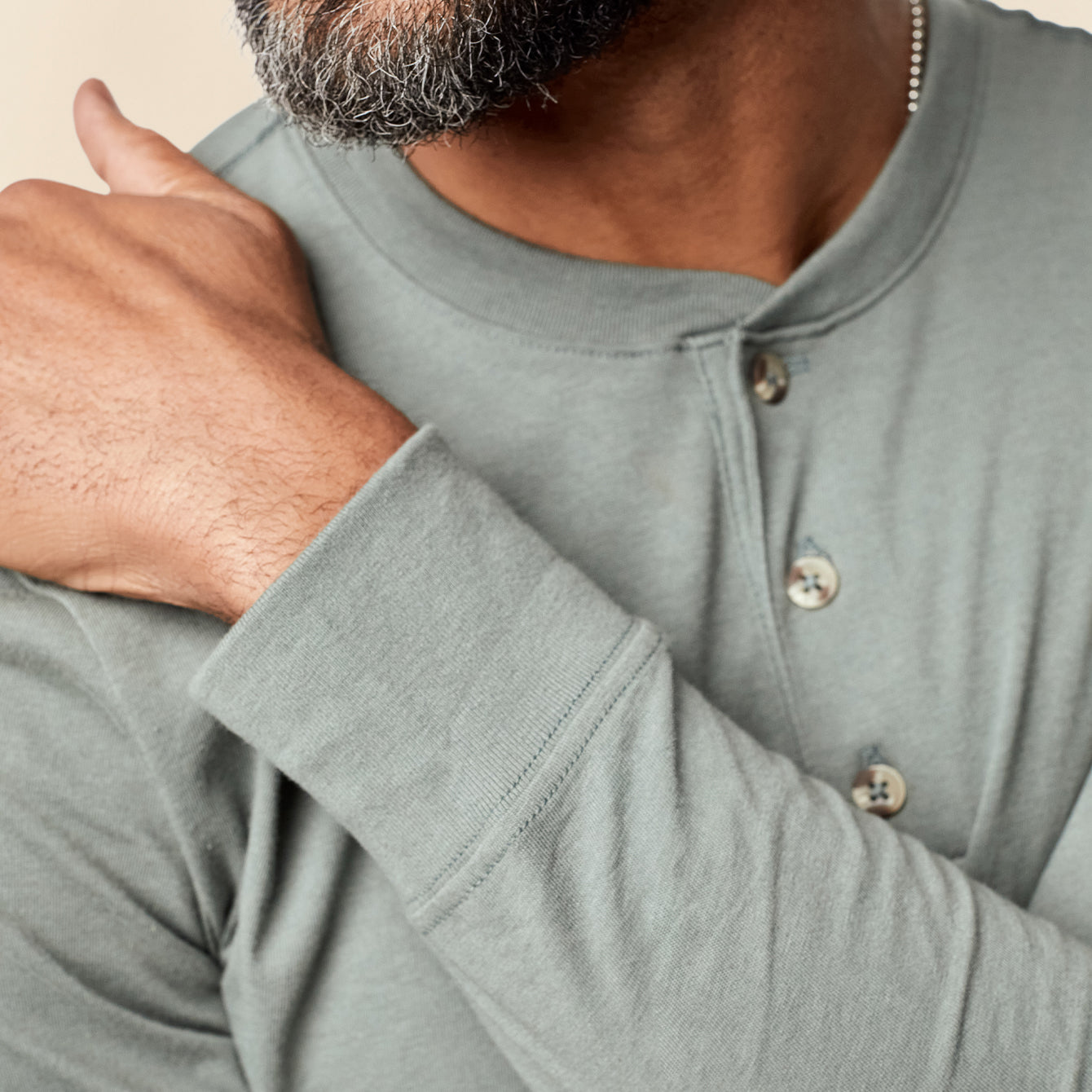 Heather Grey Long Sleeve Henley | Fresh Clean Threads