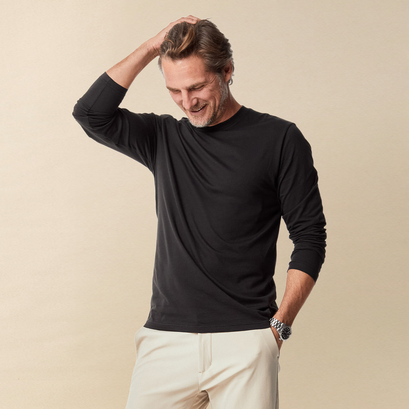 Graphite Long Sleeve Crew Neck | Fresh Clean Threads