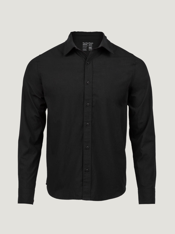 Black long sleeve button down collar shirt on sale