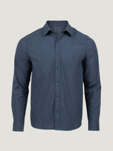 Men's Navy Long Sleeve Button Up Shirt | The fabric with some give