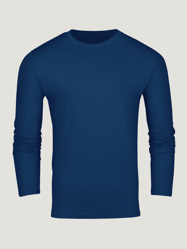 Men's Dark Cobalt Long Sleeve Crew Neck | Fresh Clean Threads