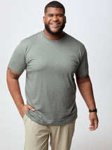 Steven is 6', 275lbs and wears a size 3XL # Crew Neck in Mercury Green | Men's Shirts & Tees