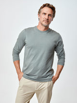 Ariel is 6'1, 175lbs and wears a size M # Long Sleeve Tee in Mercury Green | Foundation Pack | Fresh Clean Threads