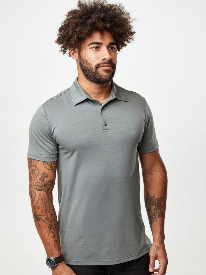 Joe is 6', 180LBS and wears a size L   # Performance Polo Mercury Green | Motion 3-Pack | Fresh Clean Threads