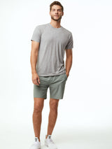 Joe is 6'2, 177LBS, waist size 32, and wears a size M # Stretch Performance Shorts | Mercury Green | Fresh Clean Threads