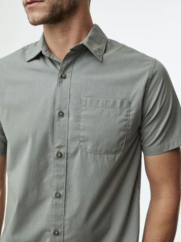 chest pocket for added value # Mercury Green Short Sleeve Button Up | Fresh Clean Threads