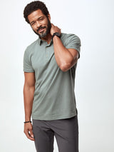 Jarrett is 6', 168lbs and wears a size M # Mercury Green Polo | Fresh Clean Threads