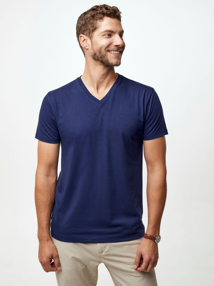 Men's Midnight Blue V-Neck T-Shirt | Fresh Clean Threads