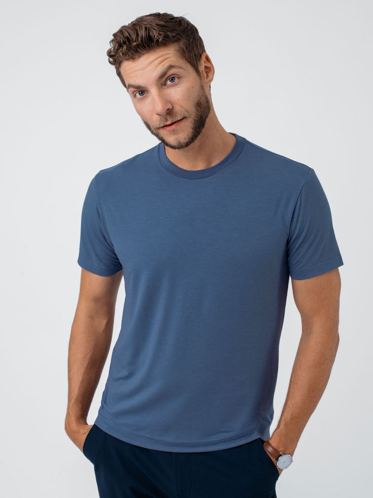 Monsoon Blue Performance Crew Tee | Fresh Clean Threads