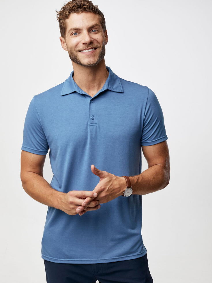 Monsoon Blue Men's Performance Polo | Fresh Clean Threads