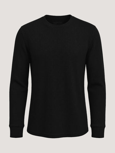Men's Black waffle knit thermal long sleeve shirt | Fresh Clean Threads