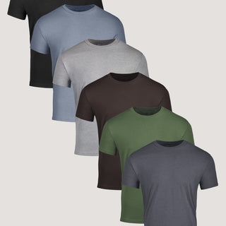 Set of six men's t-shirts in black, gray, brown, green, and blue | Best Men's Tees