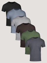 Set of six men's t-shirts in black, gray, brown, green, and blue | Best Men's Tees