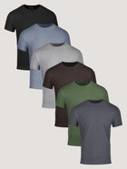 Set of six men's t-shirts in black, gray, brown, green, and blue | Best Men's Tees