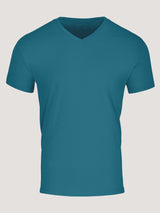 Laguna Teal V-Neck | Breathable Cotton/Poly Tee for Men