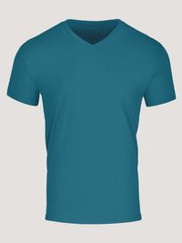 Laguna Teal V-Neck | Breathable Cotton/Poly Tee for Men