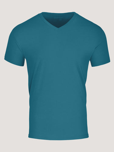 Laguna Teal V-Neck | Breathable Cotton/Poly Tee for Men