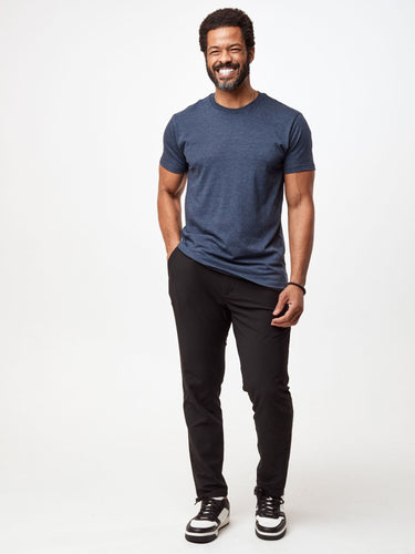 Jarrett is 6', 168lbs and wears a size M # Men's Tee | Navy | Fresh Clean Threads