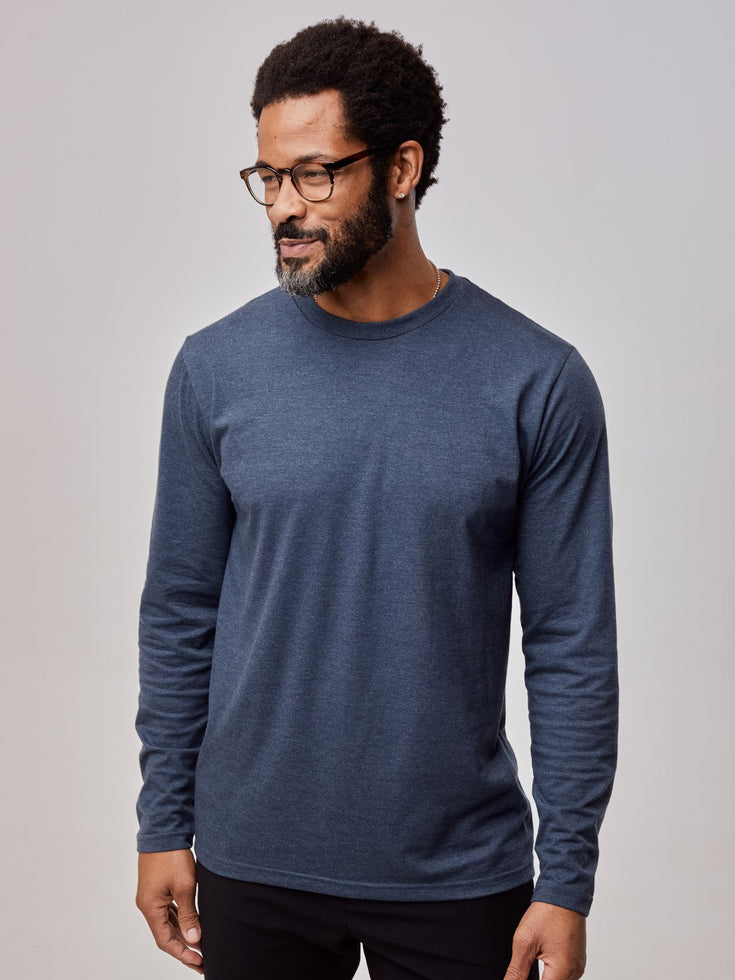 Long Sleeve Tee in Navy | Foundation 5-Pack | Fresh Clean Threads