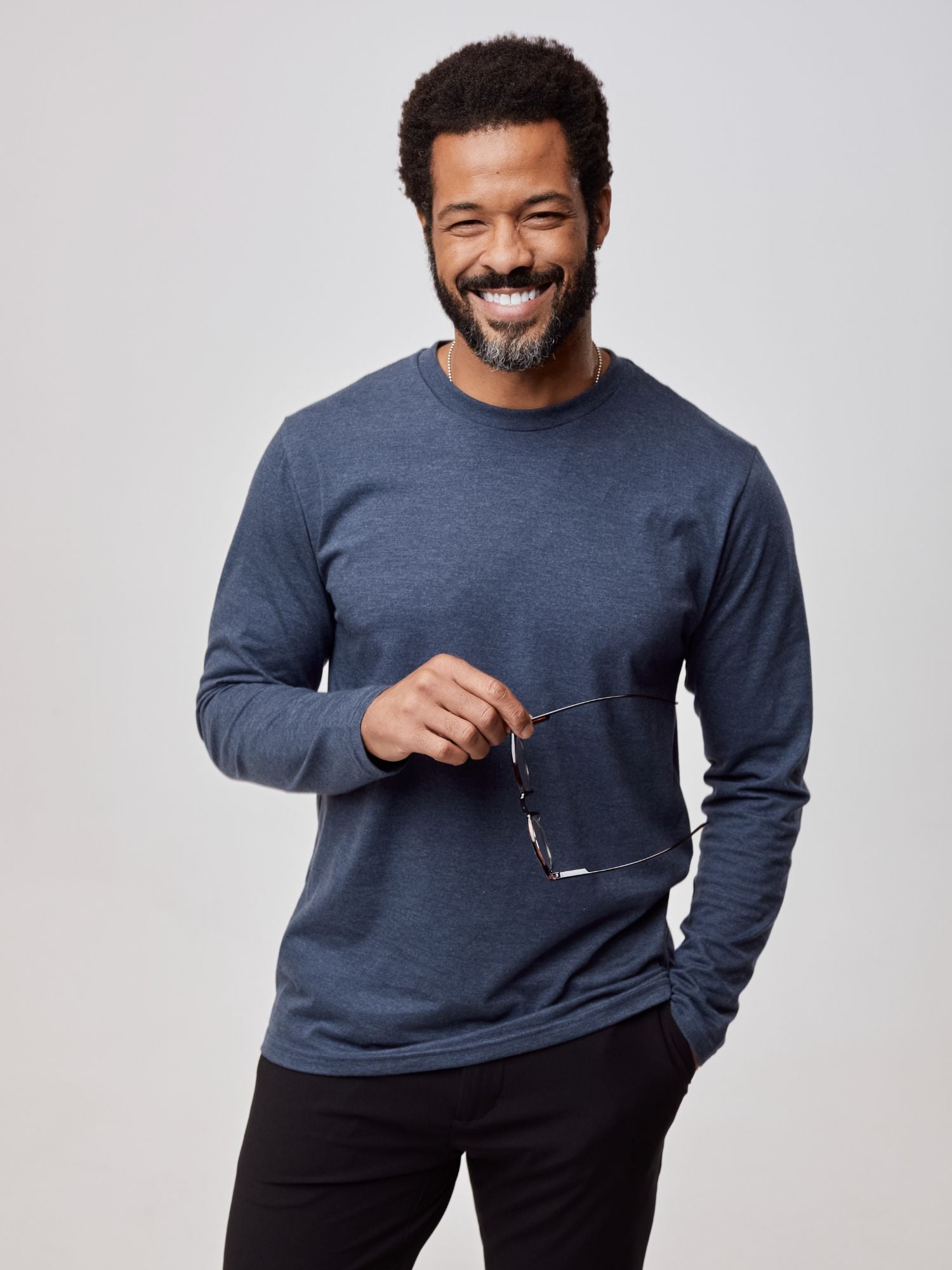 Navy Long Sleeve Crew Neck | Fresh Clean Threads