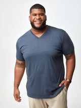 Steven is 6', 275lbs and wears a size 3xl # Summer Foundation V-Neck 5-Pack | Navy | Fresh Clean Threads
